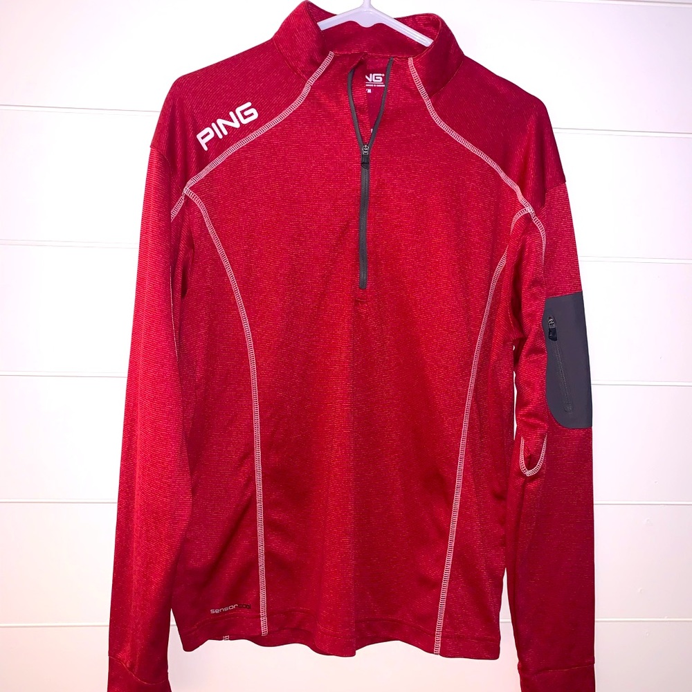 🤍 EUC Worn Once Ping Golf 1/4 Zip Crinson & White Pullover